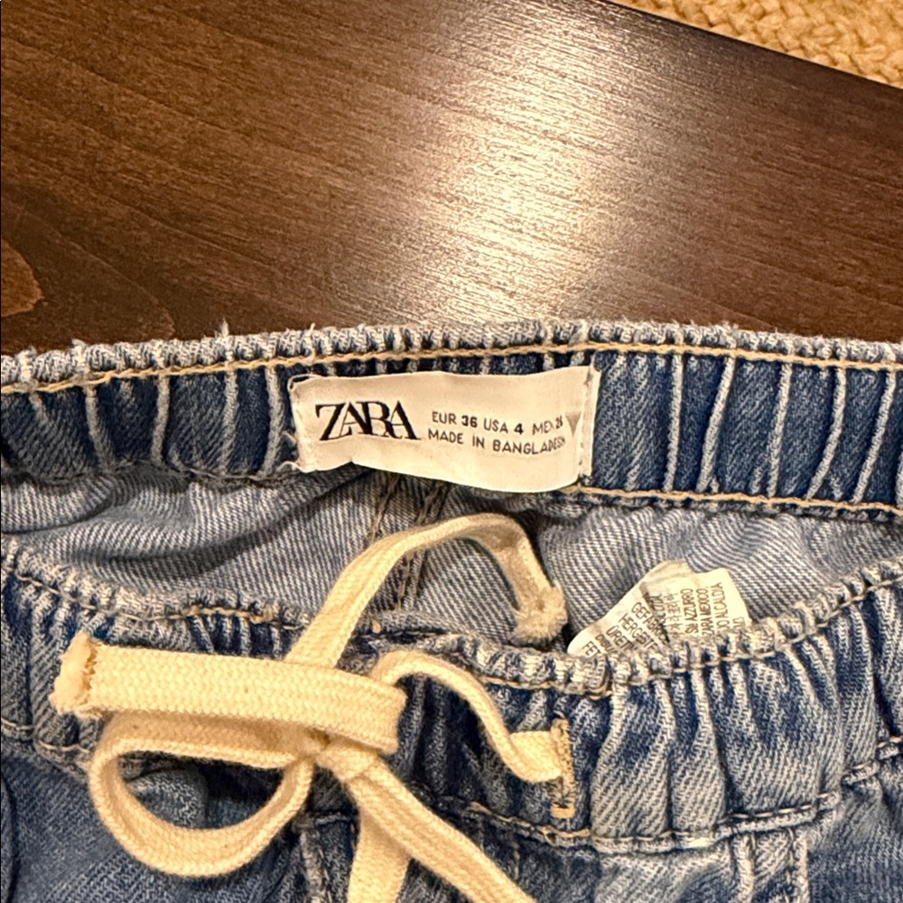 Zara RELAXED MID-RISE PAJAMA PANT JEANS TRF in Blue - Picture 3 of 5